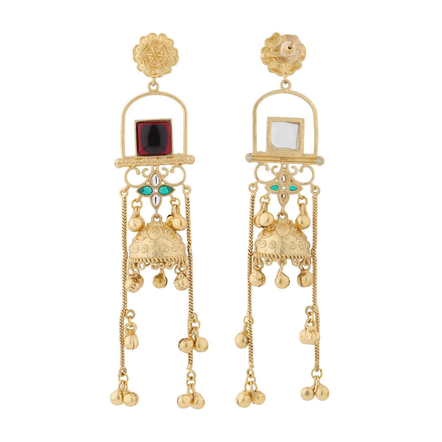 Kashmiri Royal Zareen Jhumka Gold Ghungroo Earrings