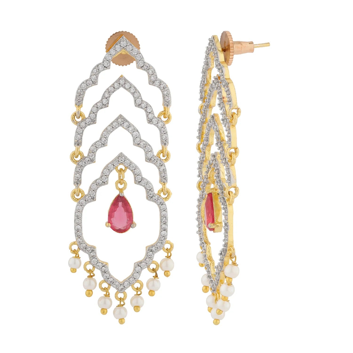 Shahi Dwar Leher Gold Dangler Earrings
