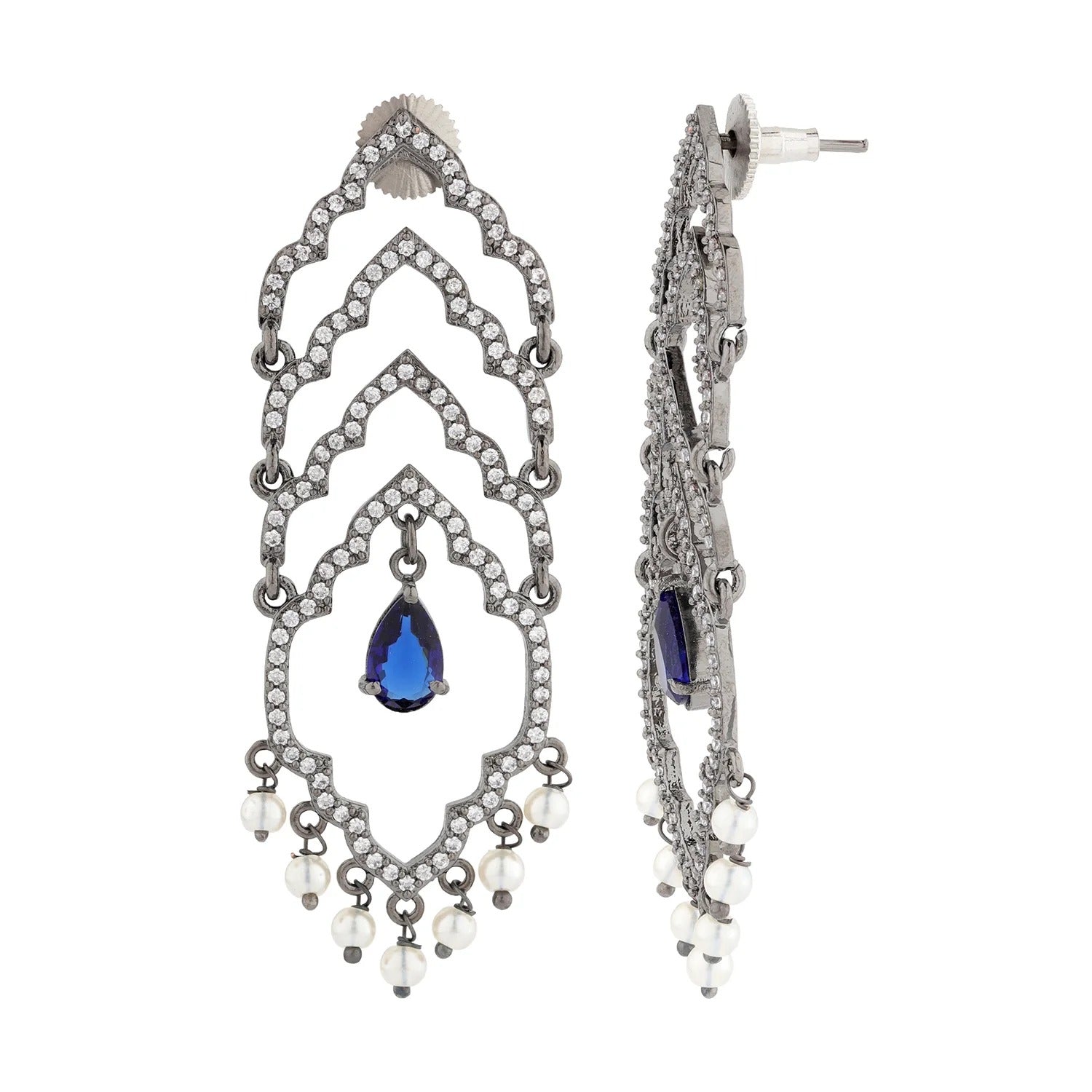 Shahi Dwar Leher Black Dangler Earrings