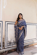 Blue Handwoven Banarasi Bandhani Silk Saree