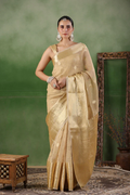 Beige Floral Tissue Saree