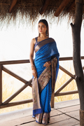 Blue Zari Woven Bandhani Pure Silk Saree