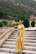 Yellow Crinkled Tissue Saree