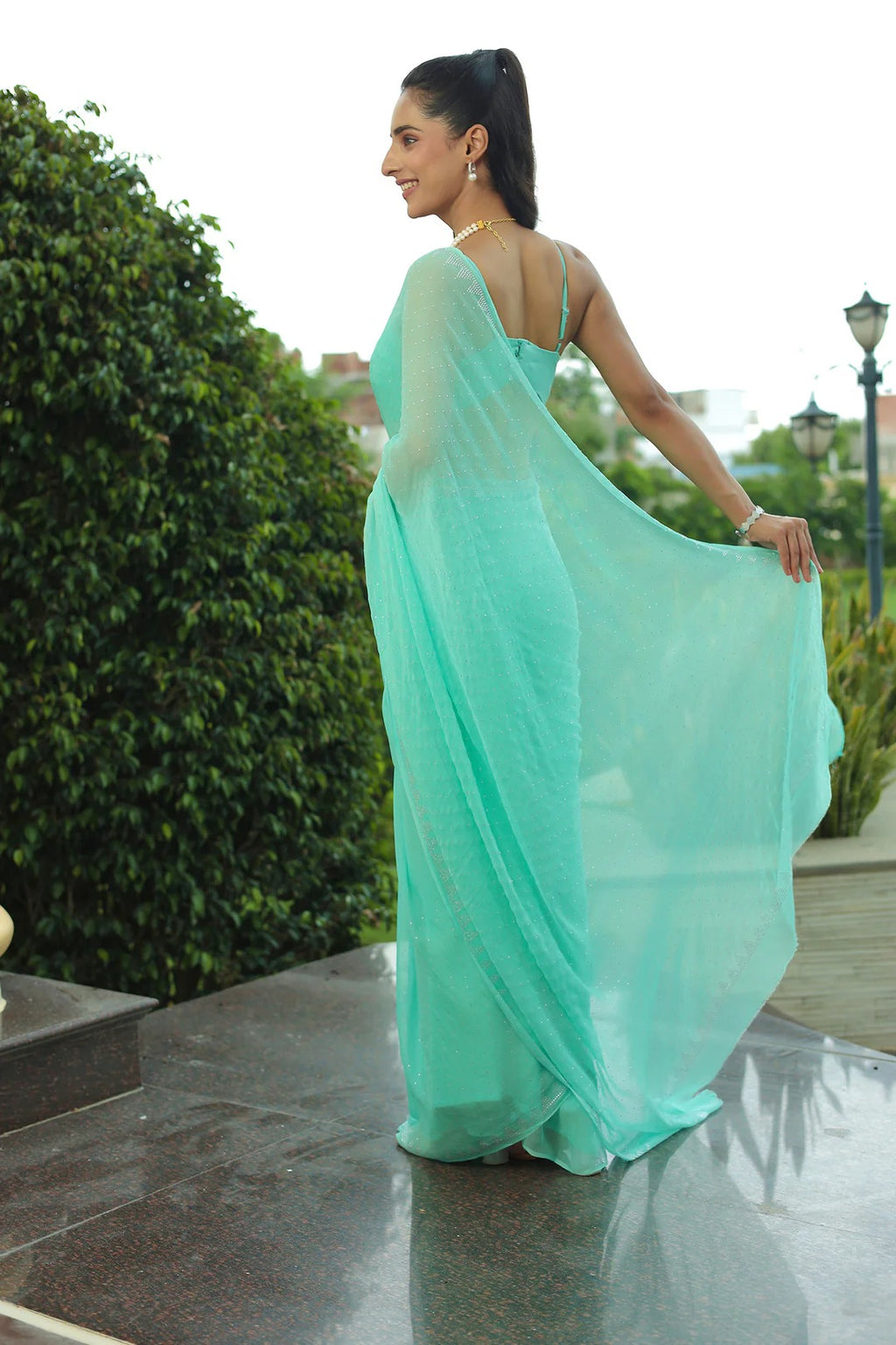 Chiffon Saree with Swarovski work