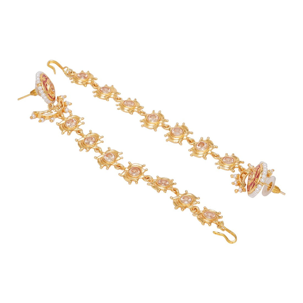 Apsara Peacock and Lotus Design Enamelled Necklace Set