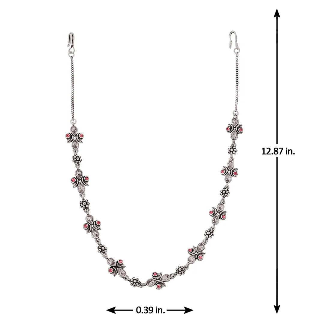 Abharan Teardrop Cut White and Pink Stones Edgy Maang Tika