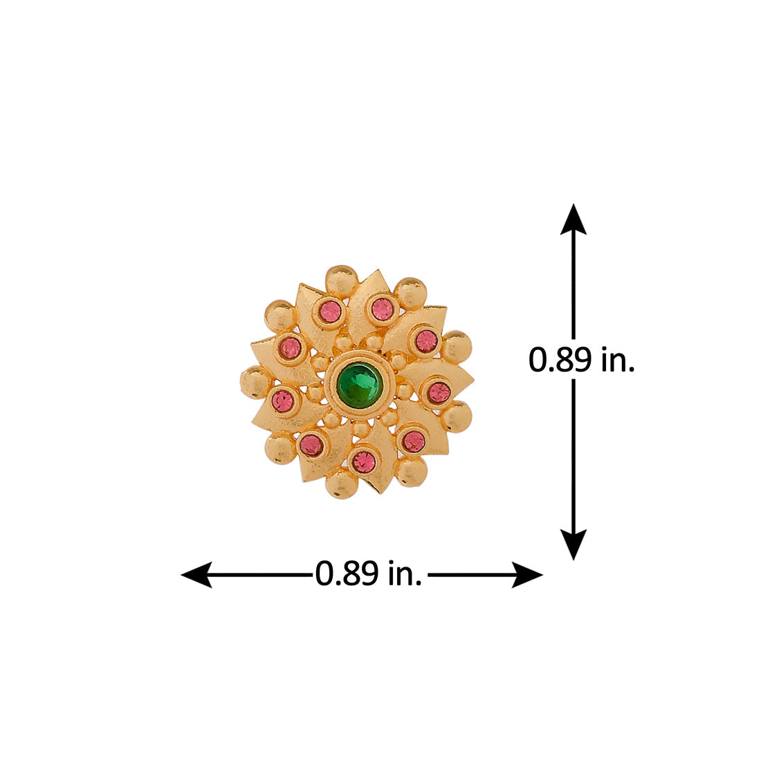 Abharan Green and Pink Stones Floral Earrings