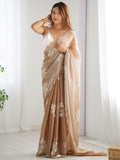 Embellished Floral Sequinned Organza Saree