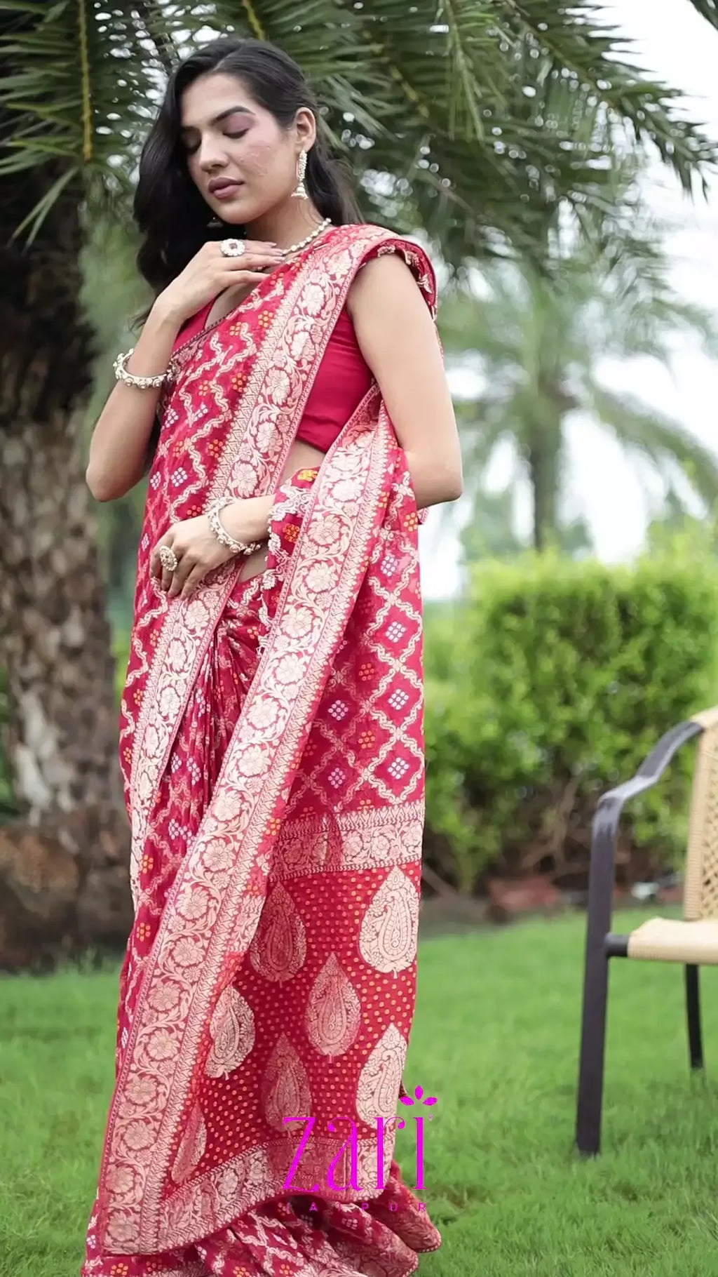 Powerloom Bandhej Look Saree