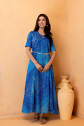 Blue Hand Dyed Kota Silk Bandhani Dress