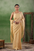 Beige Crushed Tissue Saree