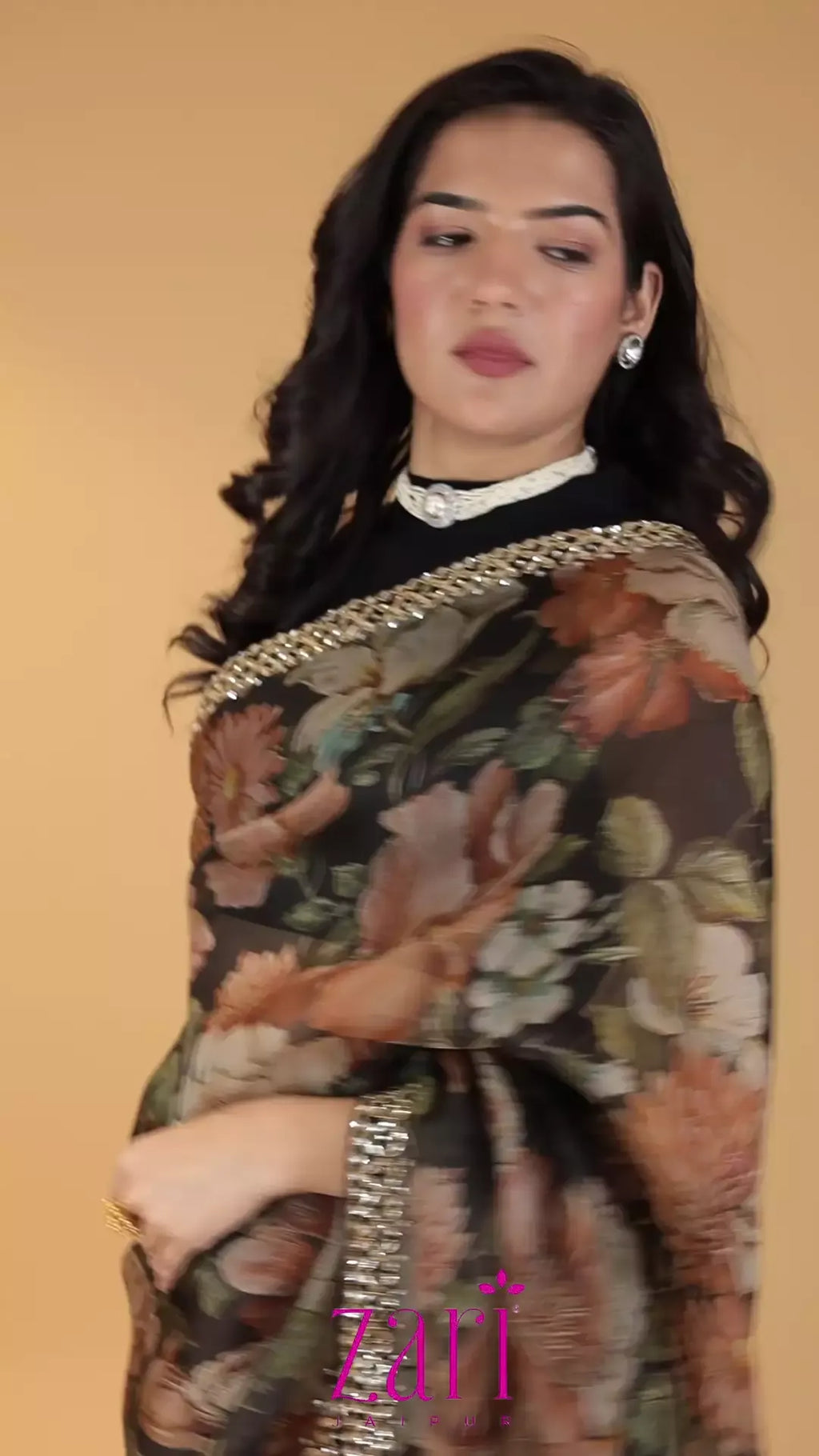 Printed Organza Saree with Dori and Stone work