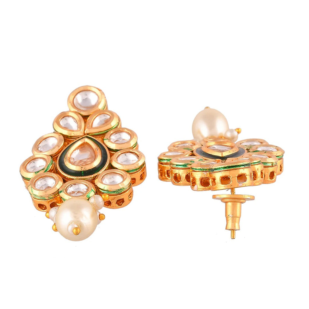 Kundan Elegance White Pearls and Faux Kundan Gold Plated Maang Tika Set