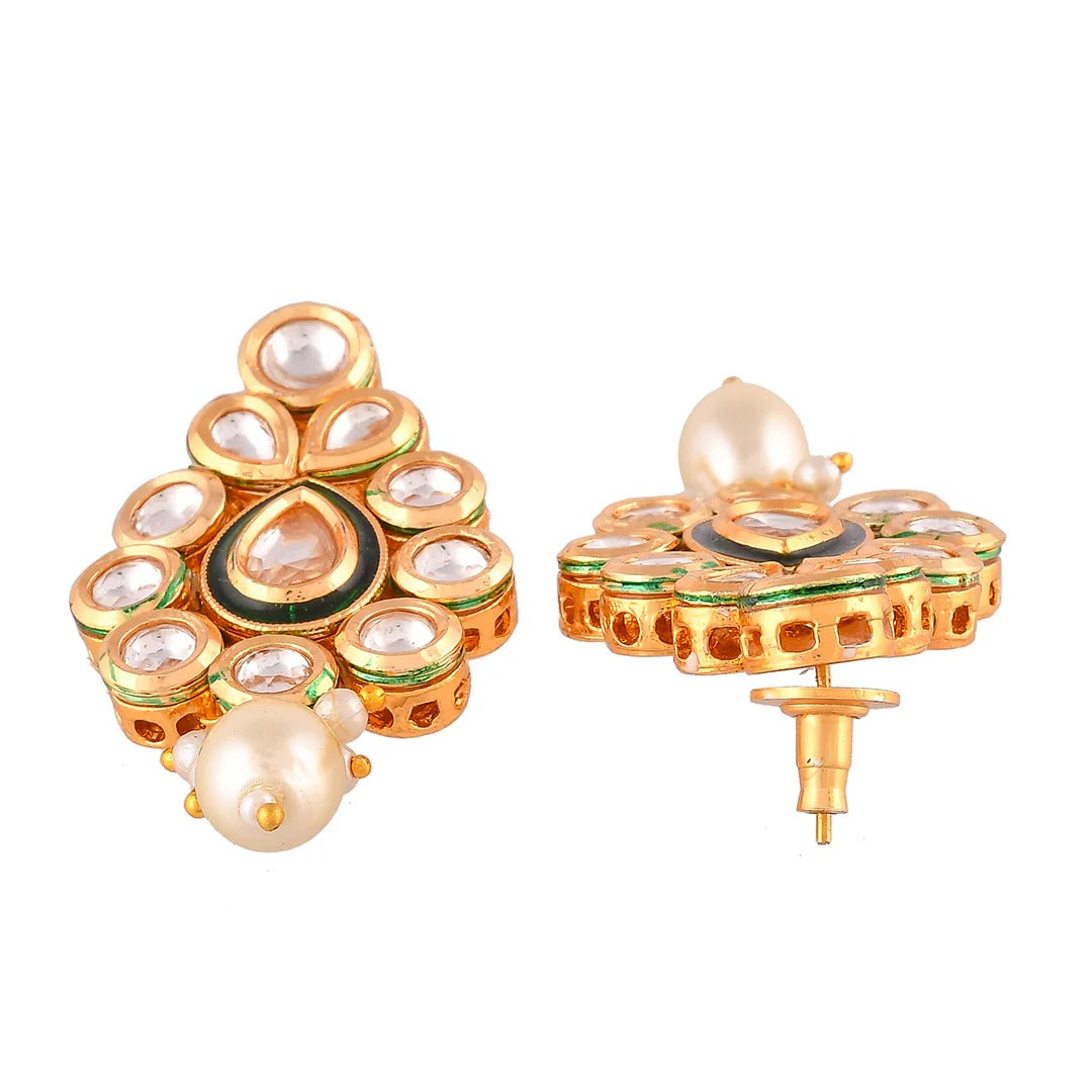 Kundan Elegance White Pearls and Faux Kundan Gold Plated Maang Tika Set